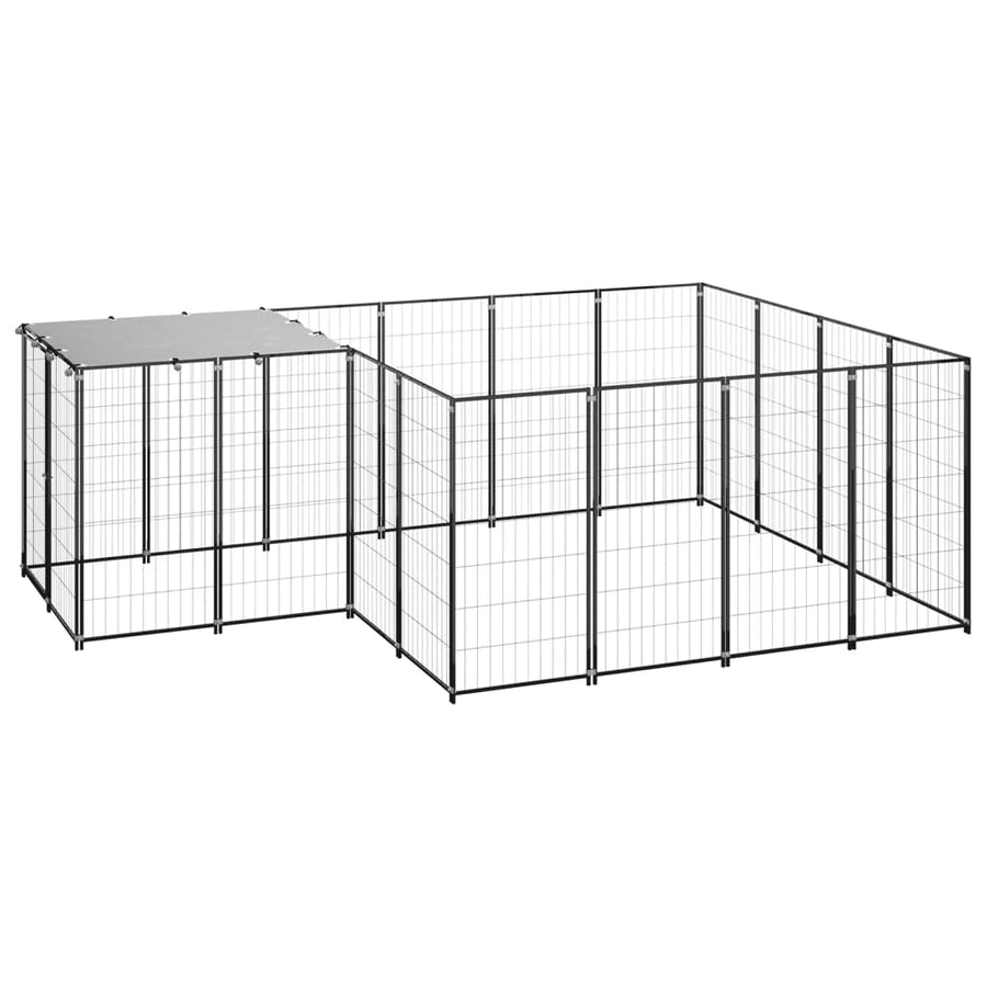 Hondenkennel 6,05 M² Staal 6.05 m² Zwart