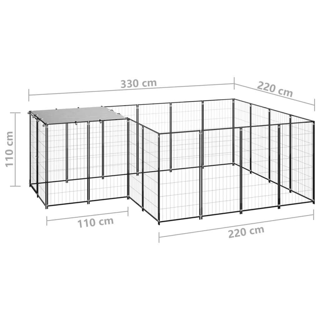 Hondenkennel 6,05 M² Staal 6.05 m² Zwart