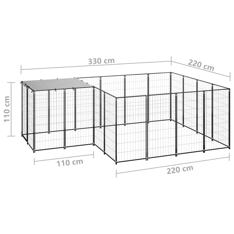 Hondenkennel 6,05 M² Staal 6.05 m² Zwart