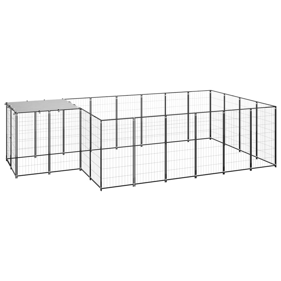 Hondenkennel 8,47 m² staal zwart 8.47 m² Zwart