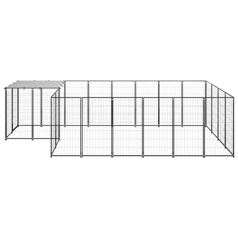 Hondenkennel 8,47 m² staal zwart 8.47 m² Zwart