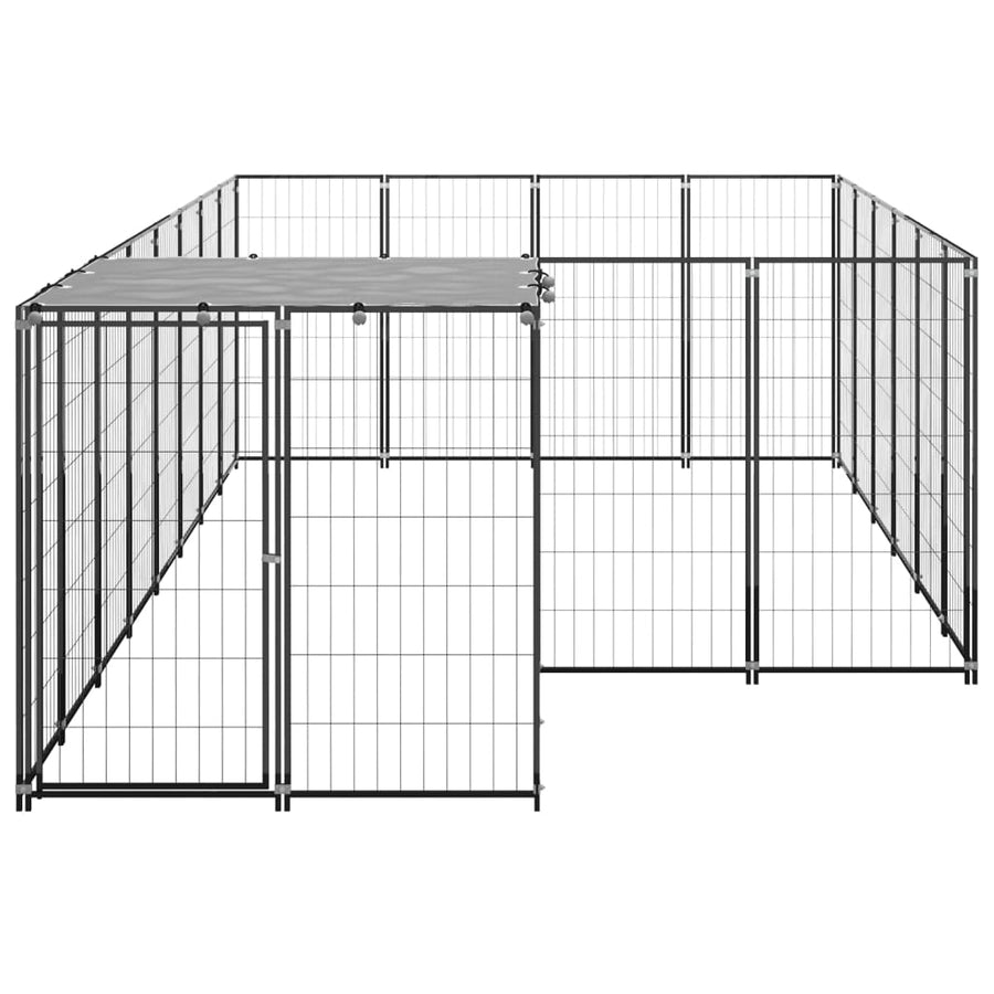 Hondenkennel 8,47 m² staal zwart 8.47 m² Zwart