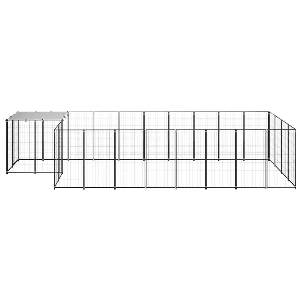 Hondenkennel 10,89 m² staal zwart 10.89 m² Zwart