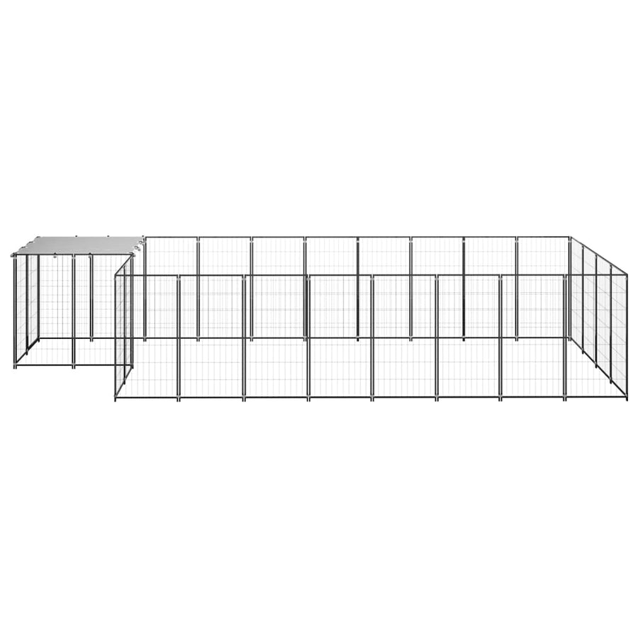Hondenkennel 10,89 m² staal zwart 10.89 m² Zwart