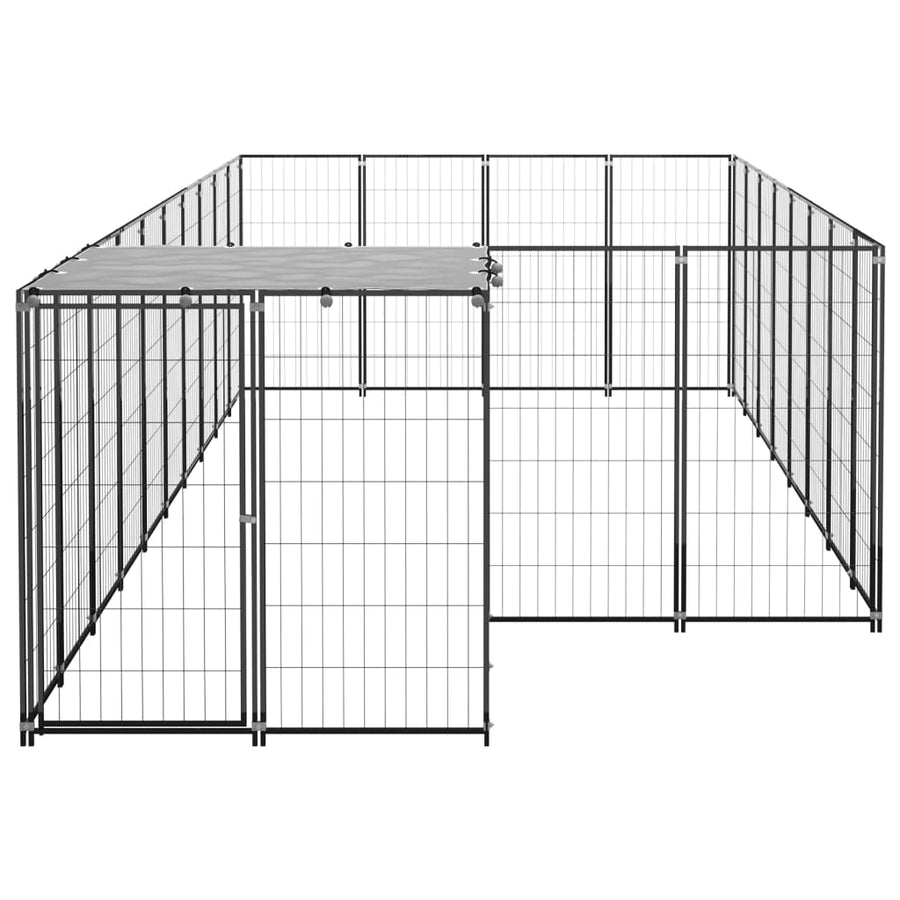Hondenkennel 10,89 m² staal zwart 10.89 m² Zwart