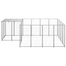 Hondenkennel 6,05 m² staal zilverkleurig 6.05 m² Zilver