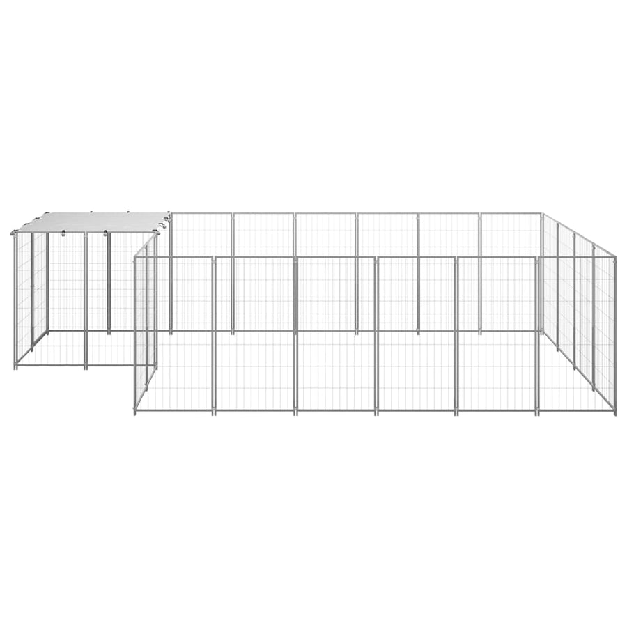 Hondenkennel 8,47 m² staal zilverkleurig 8.47 m² Zilver