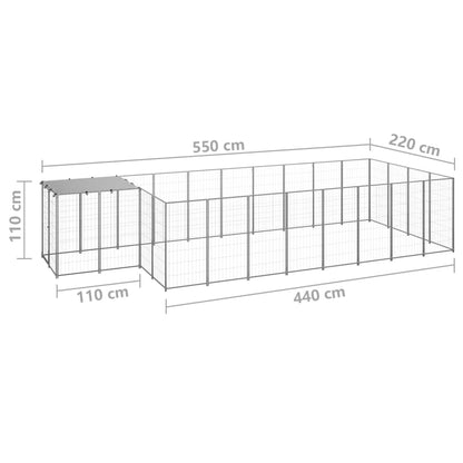Hondenkennel 10,89 M² Staal Kleurig 10.89 m² Zilver