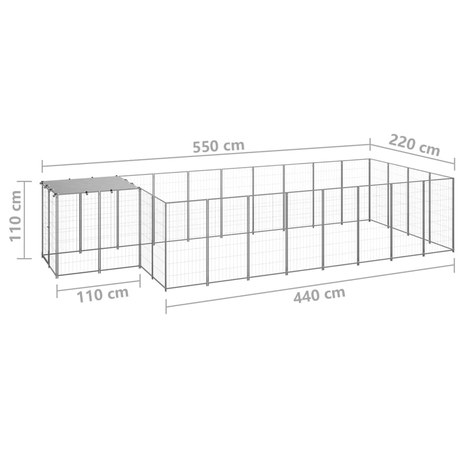 Hondenkennel 10,89 M² Staal Kleurig 10.89 m² Zilver