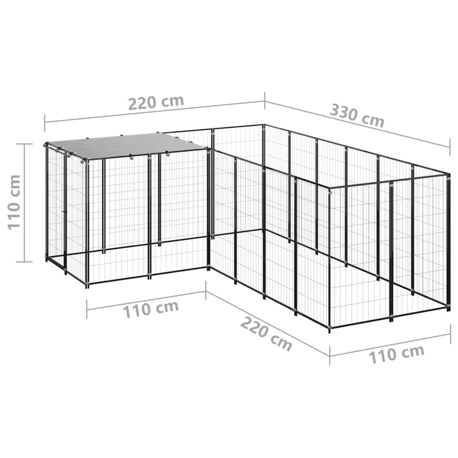 Hondenkennel 4,84 M² Staal 4.84 m² Zwart
