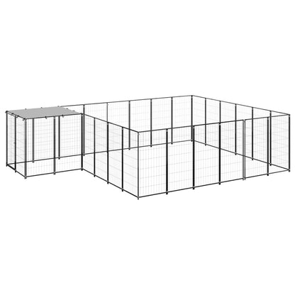 Hondenkennel 12,1 m² staal zwart 12.1 m² Zwart