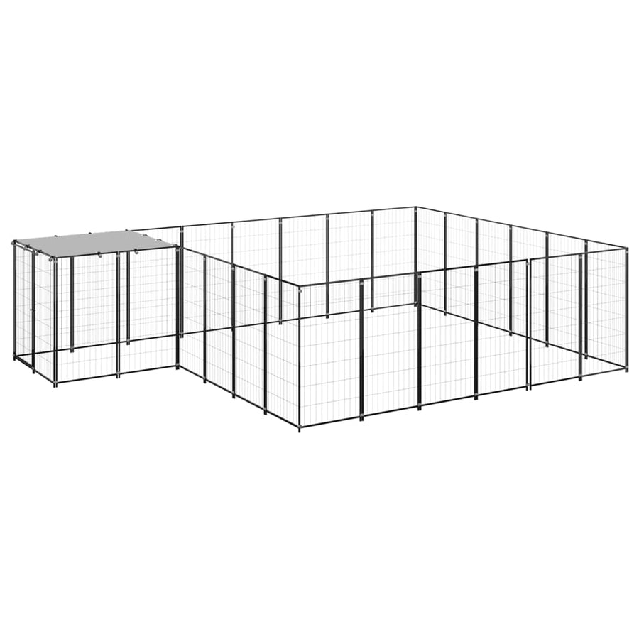 Hondenkennel 12,1 m² staal zwart 12.1 m² Zwart
