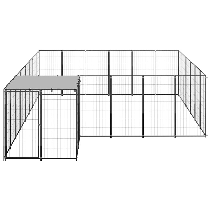 Hondenkennel 12,1 m² staal zwart 12.1 m² Zwart