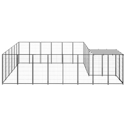 Hondenkennel 12,1 m² staal zwart 12.1 m² Zwart