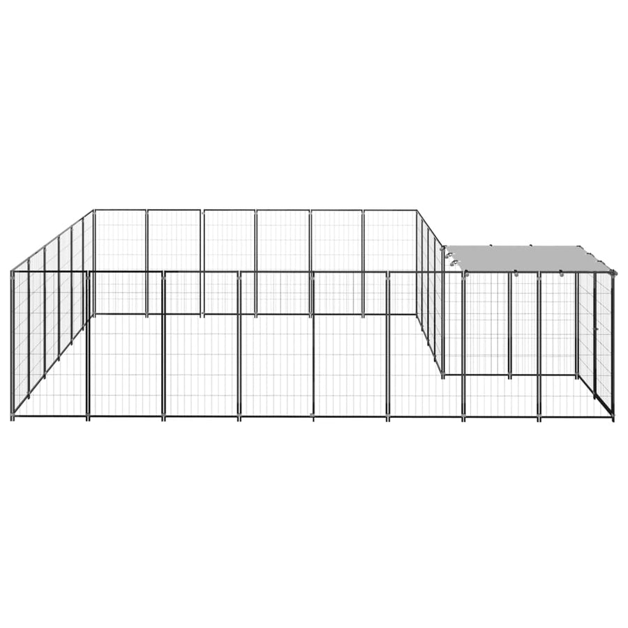Hondenkennel 12,1 m² staal zwart 12.1 m² Zwart