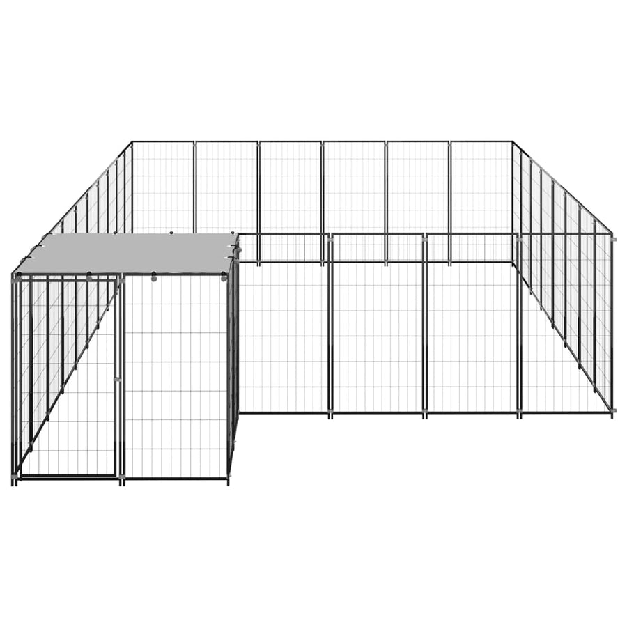 Hondenkennel 15,73 m² staal zwart 15.73 m² Zwart