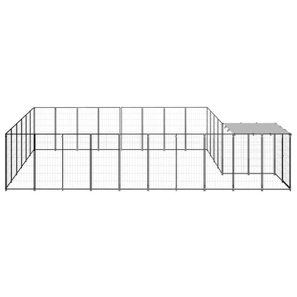 Hondenkennel 15,73 m² staal zwart 15.73 m² Zwart