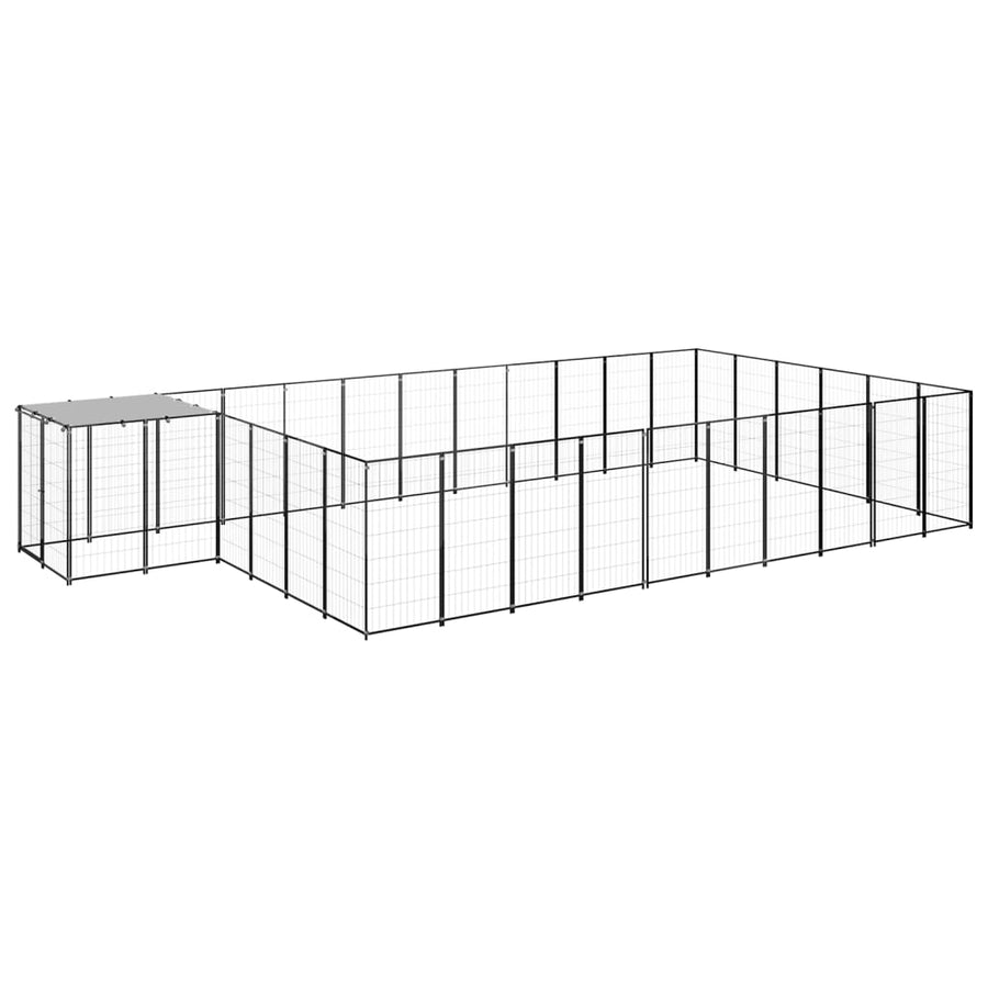 Hondenkennel 19,36 m² staal zwart 19.36 m² Zwart