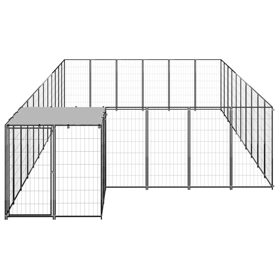 Hondenkennel 19,36 m² staal zwart 19.36 m² Zwart