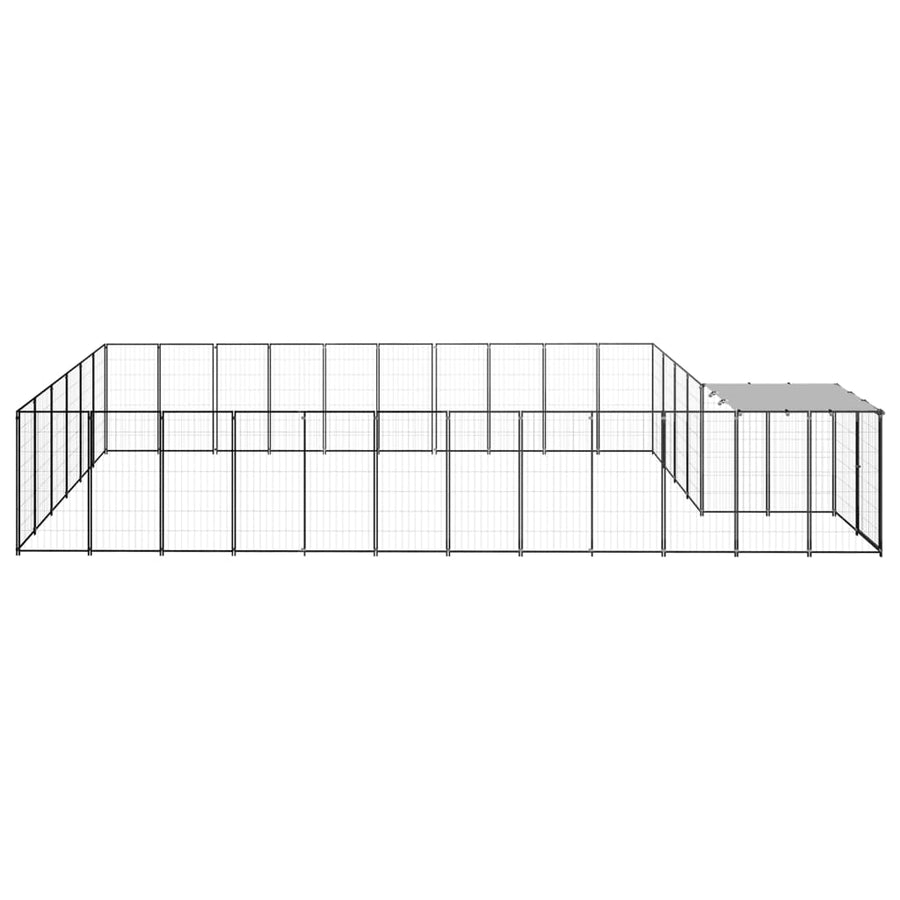 Hondenkennel 19,36 m² staal zwart 19.36 m² Zwart