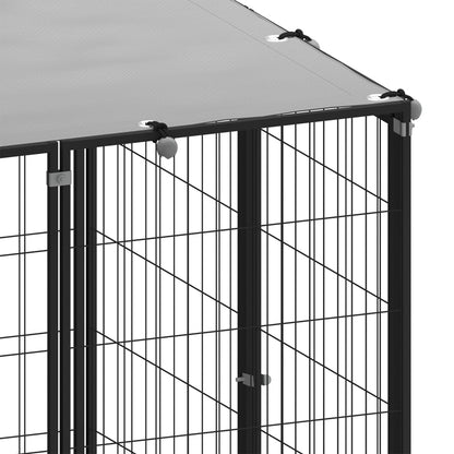 Hondenkennel 19,36 m² staal zwart 19.36 m² Zwart