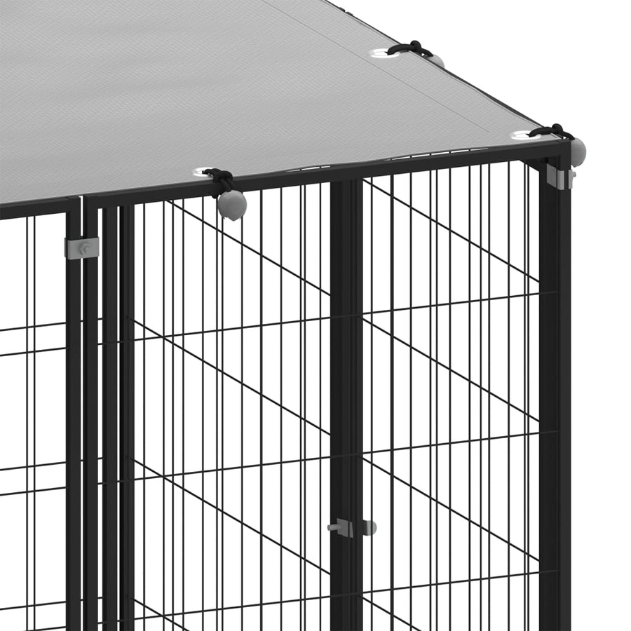 Hondenkennel 19,36 m² staal zwart 19.36 m² Zwart