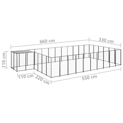 Hondenkennel 19,36 m² staal zwart 19.36 m² Zwart