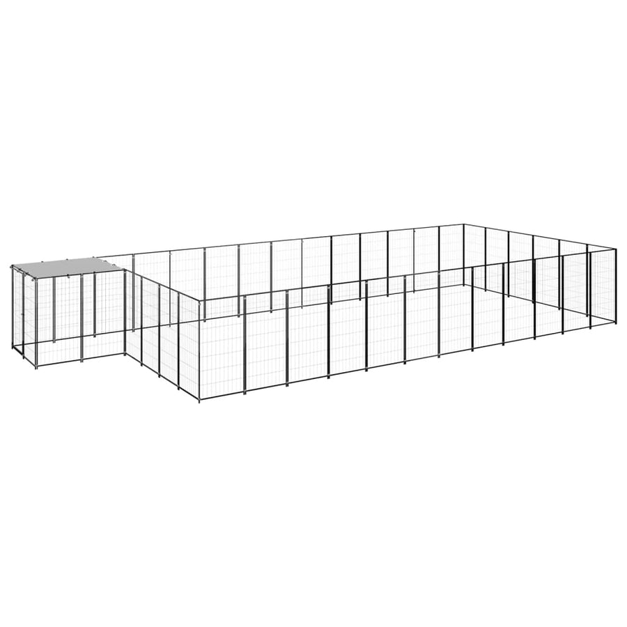 Hondenkennel 22,99 m² staal zwart 22.99 m² Zwart