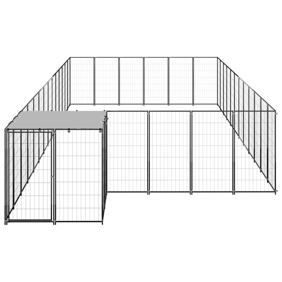 Hondenkennel 22,99 m² staal zwart 22.99 m² Zwart