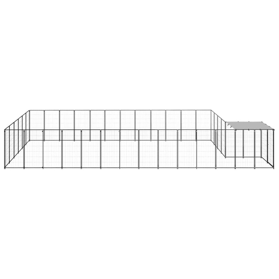 Hondenkennel 22,99 m² staal zwart 22.99 m² Zwart