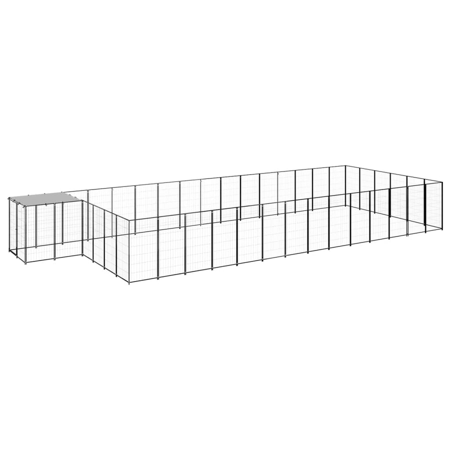 Hondenkennel 26,62 m² staal zwart 26.62 m² Zwart