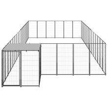 Hondenkennel 26,62 m² staal zwart 26.62 m² Zwart