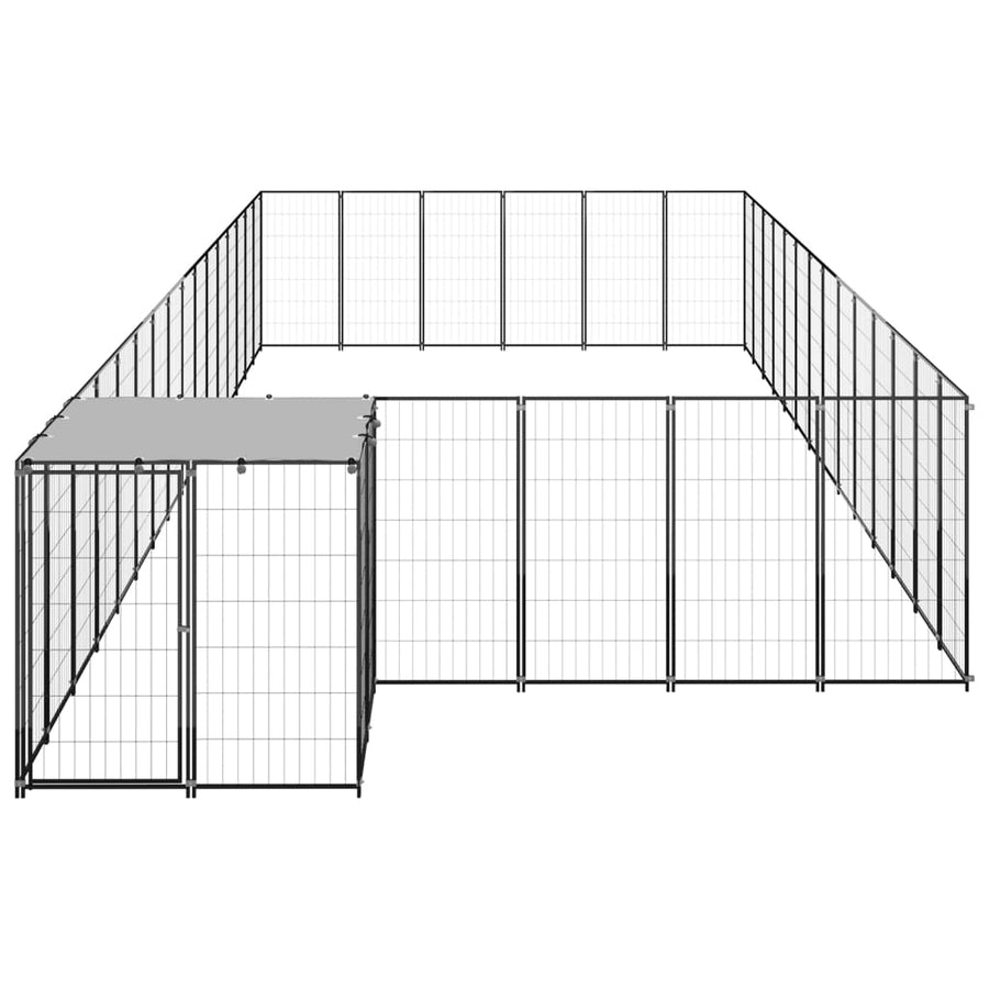 Hondenkennel 26,62 m² staal zwart 26.62 m² Zwart