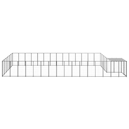 Hondenkennel 26,62 m² staal zwart 26.62 m² Zwart