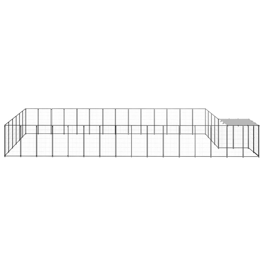 Hondenkennel 26,62 m² staal zwart 26.62 m² Zwart