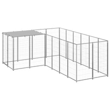 Hondenkennel 4,84 m² staal zilverkleurig 4.84 m² Zilver