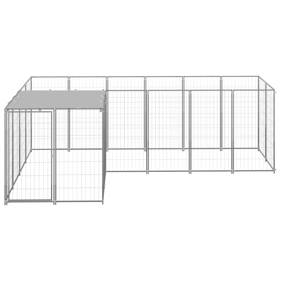 Hondenkennel 4,84 m² staal zilverkleurig 4.84 m² Zilver