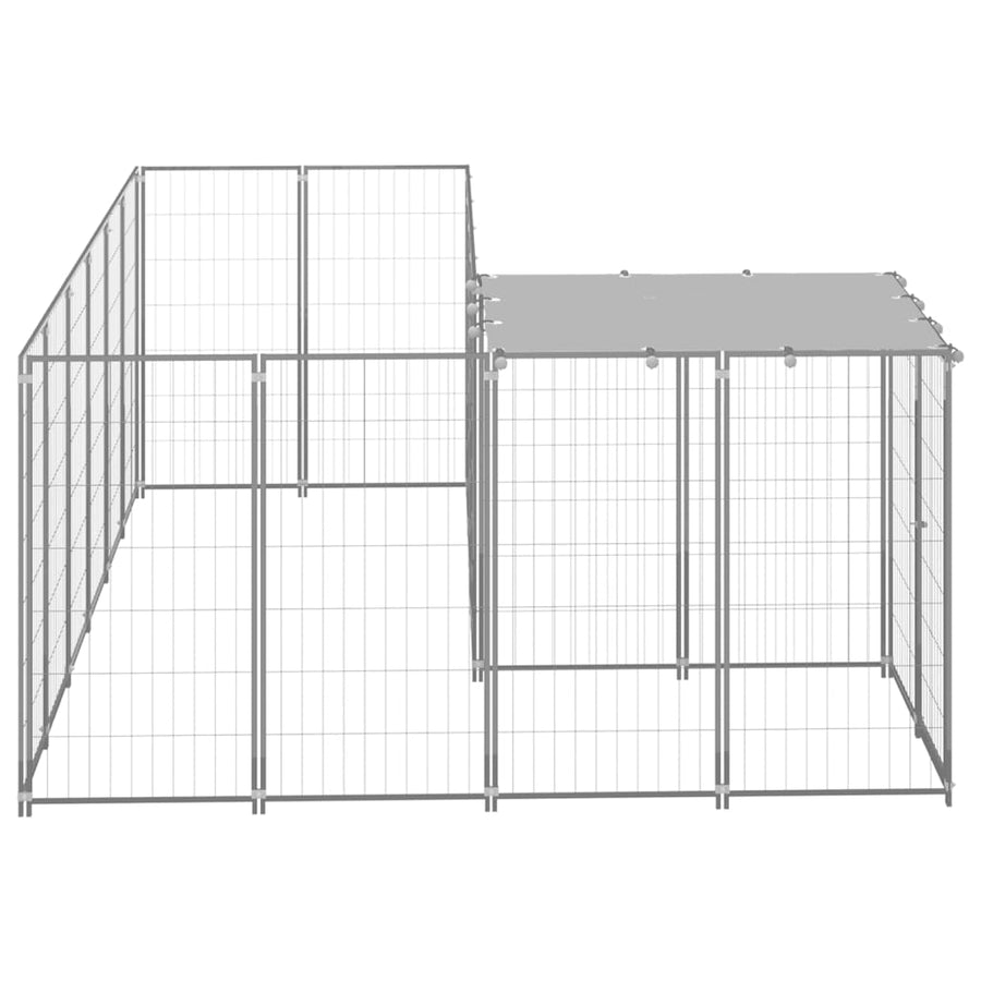 Hondenkennel 4,84 m² staal zilverkleurig 4.84 m² Zilver