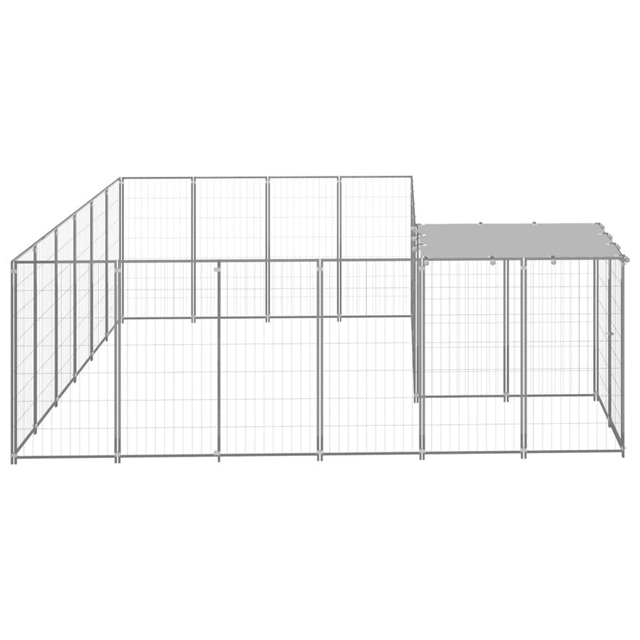 Hondenkennel 8,47 m² staal zilverkleurig 8.47 m² Zilver