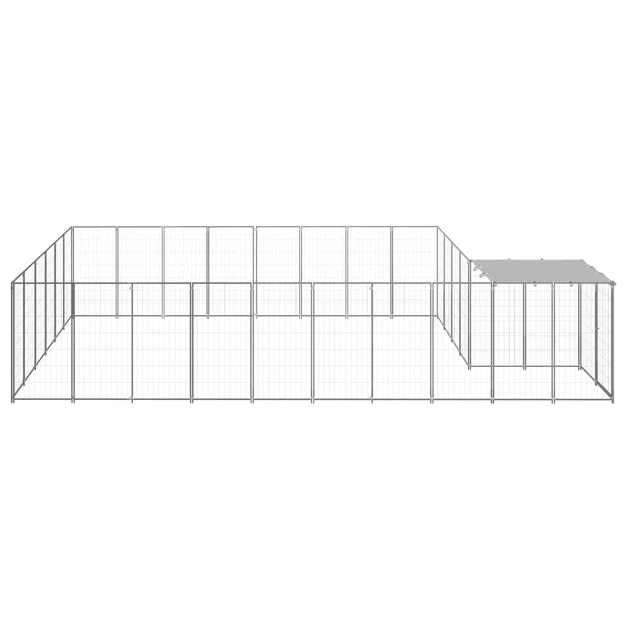 Hondenkennel 15,73 m² staal zilverkleurig 15.73 m² Zilver