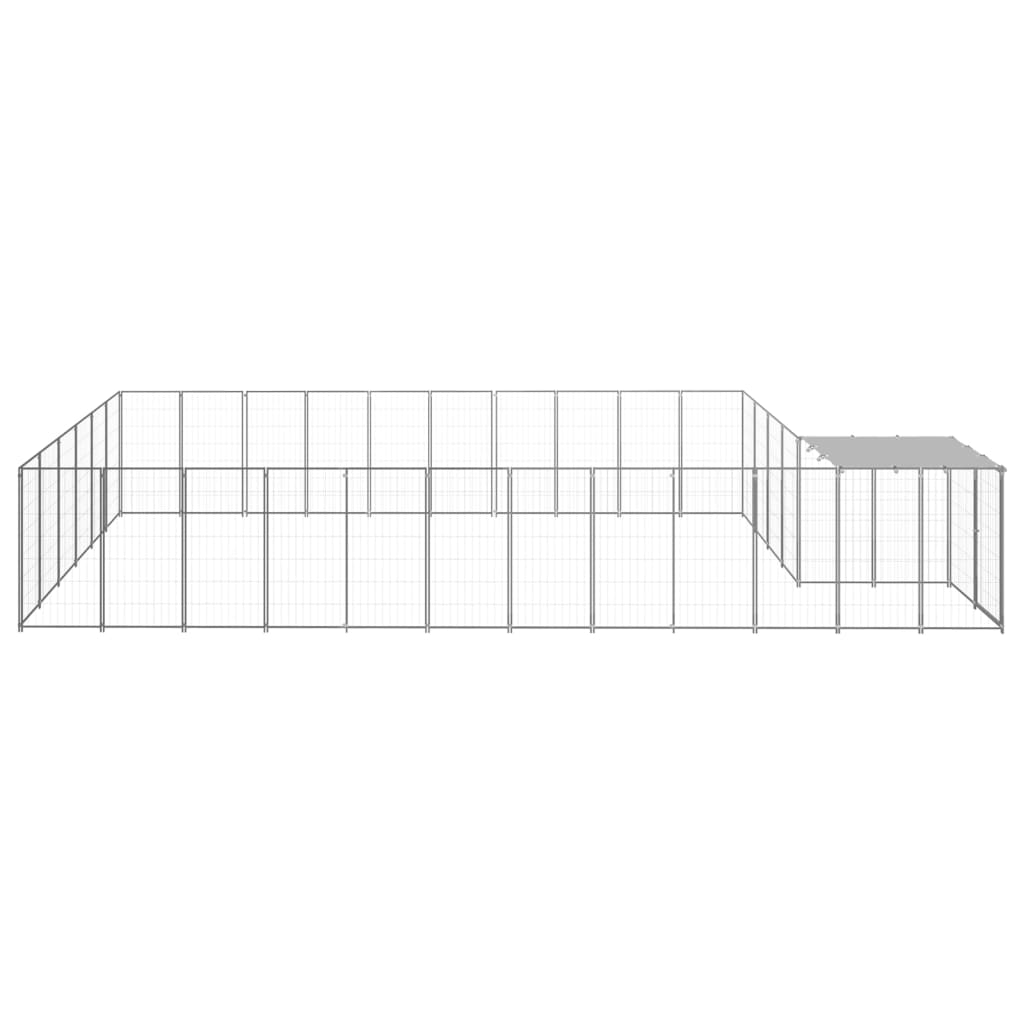 Hondenkennel 19,36 m² staal zilverkleurig 19.36 m² Zilver