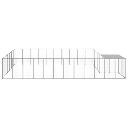 Hondenkennel 19,36 m² staal zilverkleurig 19.36 m² Zilver