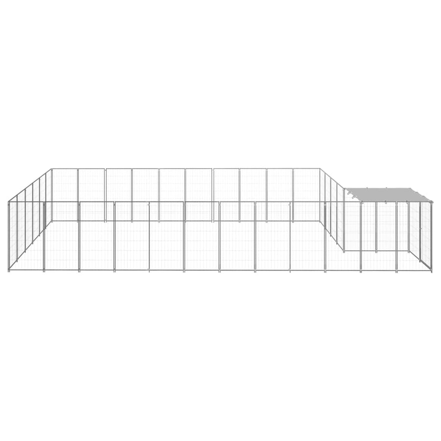 Hondenkennel 19,36 m² staal zilverkleurig 19.36 m² Zilver
