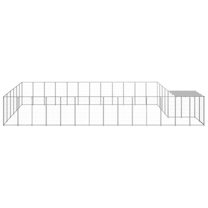 Hondenkennel 22,99 m² staal zilverkleurig 22.99 m² Zilver
