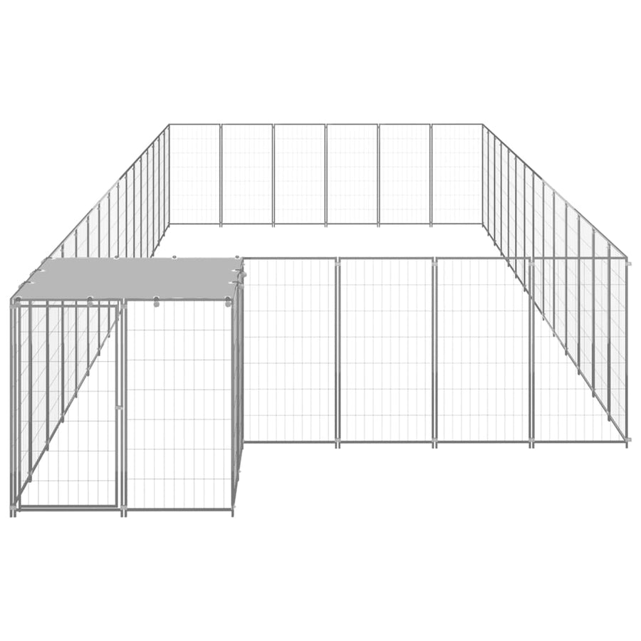 Hondenkennel 26,62 m² staal zilverkleurig 26.62 m² Zilver
