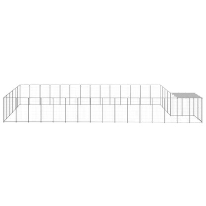 Hondenkennel 26,62 m² staal zilverkleurig 26.62 m² Zilver
