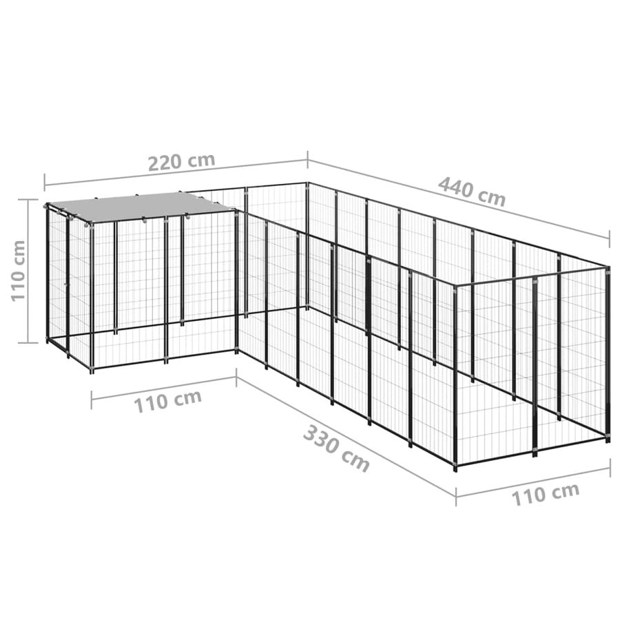 Hondenkennel 6,05 M² Staal 6.05 m² Zwart
