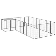 Hondenkennel 10,89 m² staal zwart 10.89 m² Zwart