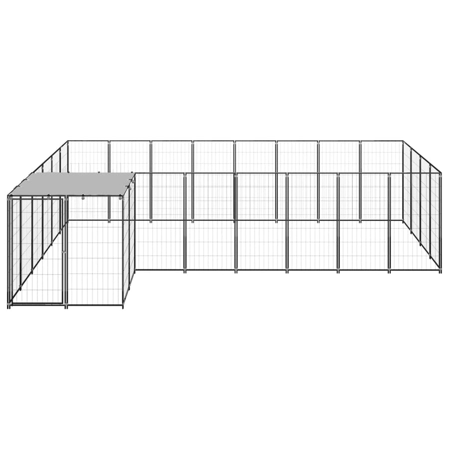 Hondenkennel 10,89 m² staal zwart 10.89 m² Zwart