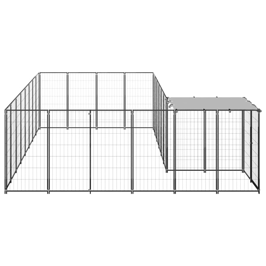 Hondenkennel 10,89 m² staal zwart 10.89 m² Zwart